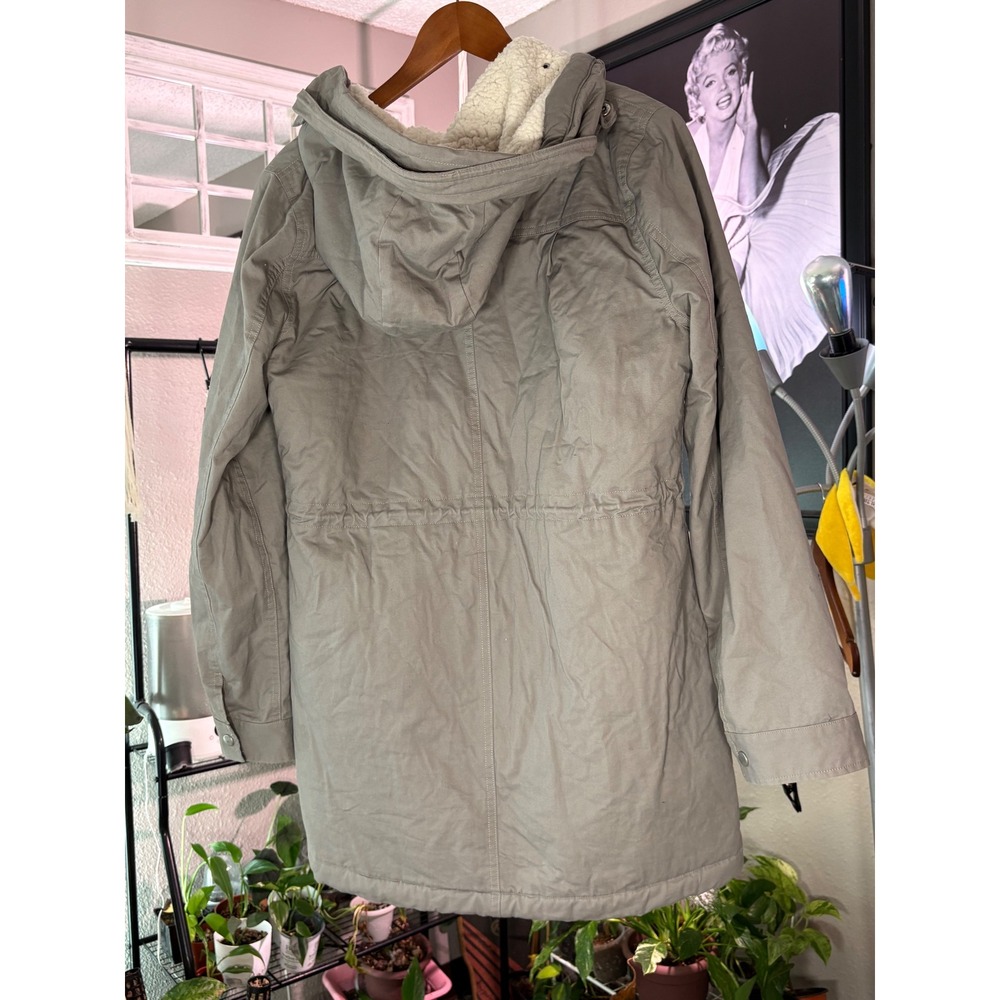 Skies Are Blue Parka Jacket Women Large Gray Faux Shearling Lined Hooded Utility - Picture 3 of 10